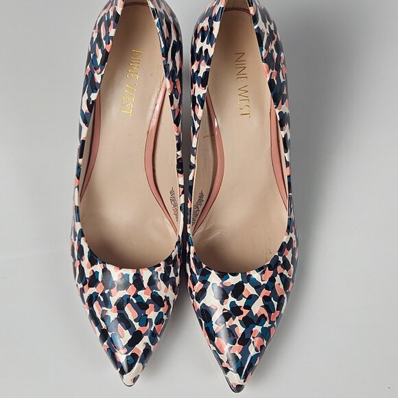 Nine West Flax Patent Pointed Toe Pumps Blue Pink Black - Picture 5 of 16